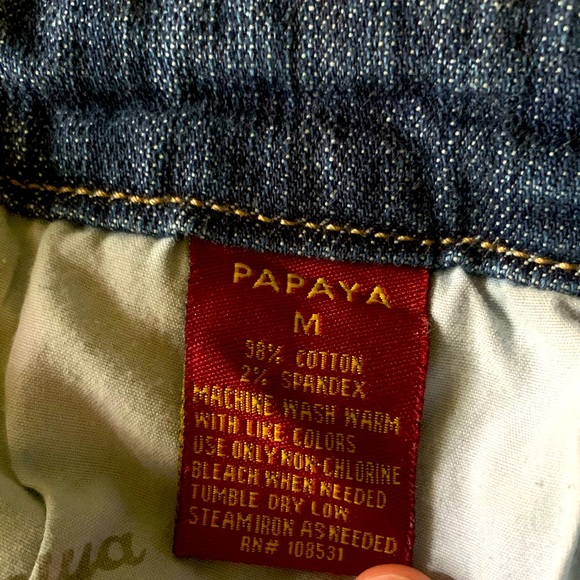 PAPAYA Short Jean Skirt w/ Rhinestone Pockets - Picture 4 of 4